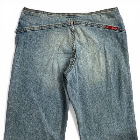 Y2K Hot Kiss Lace-Up Flare Jeans Low Rise Embroidered 3/ XS Boho Festival Bratz - Picture 7 of 16